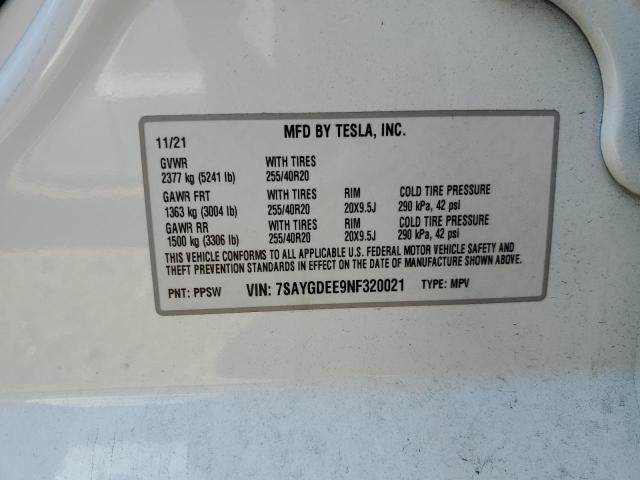 2022 TESLA MODEL Y - 7SAYGDEE9NF320021