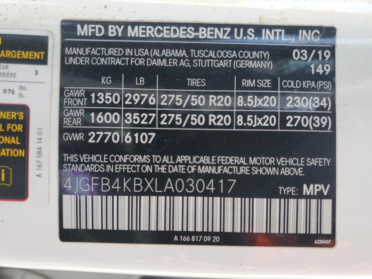 Lot #3029732659 2020 MERCEDES-BENZ GLE 350 4M