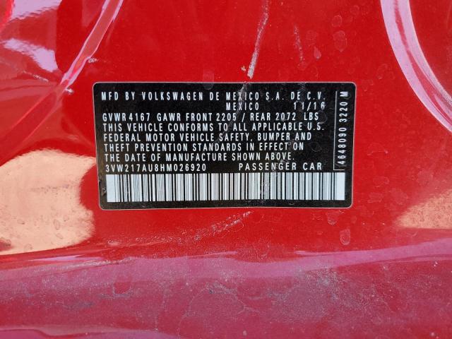 2017 VOLKSWAGEN GOLF S - 3VW217AU8HM026920