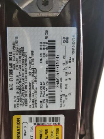 2017 FORD FUSION TIT - 3FA6P0D97HR140045