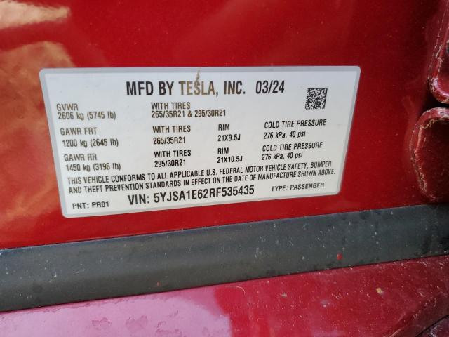 VIN 5YJSA1E62RF535435 2024 Tesla MODEL S no.13