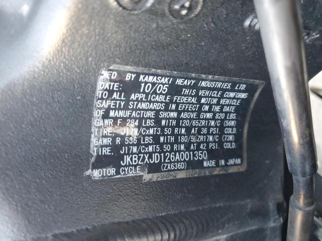 2006 KAWASAKI ZX 636 - JKBZXJD126A001350