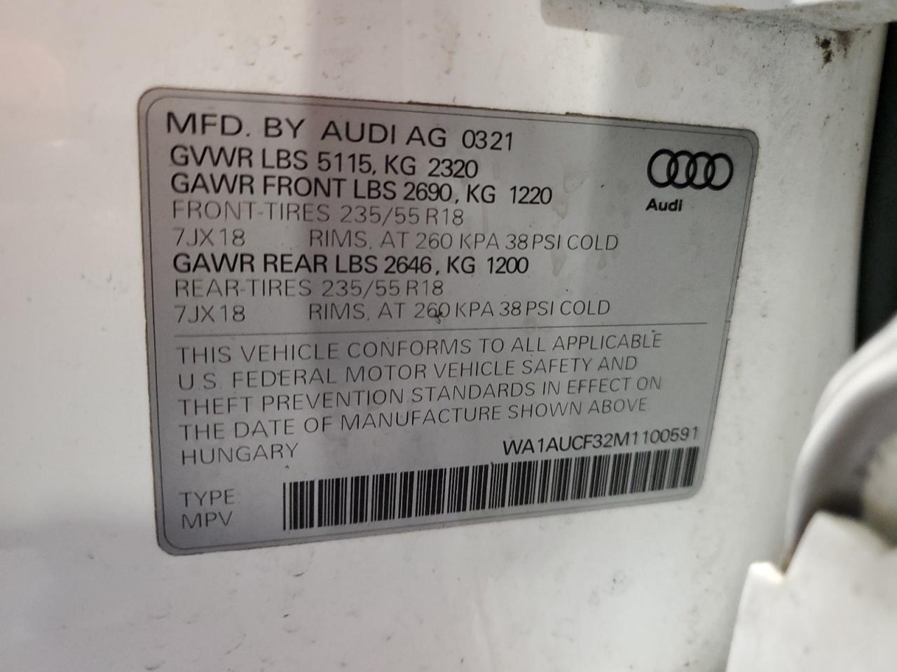 Lot #2960081070 2021 AUDI Q3 PREMIUM