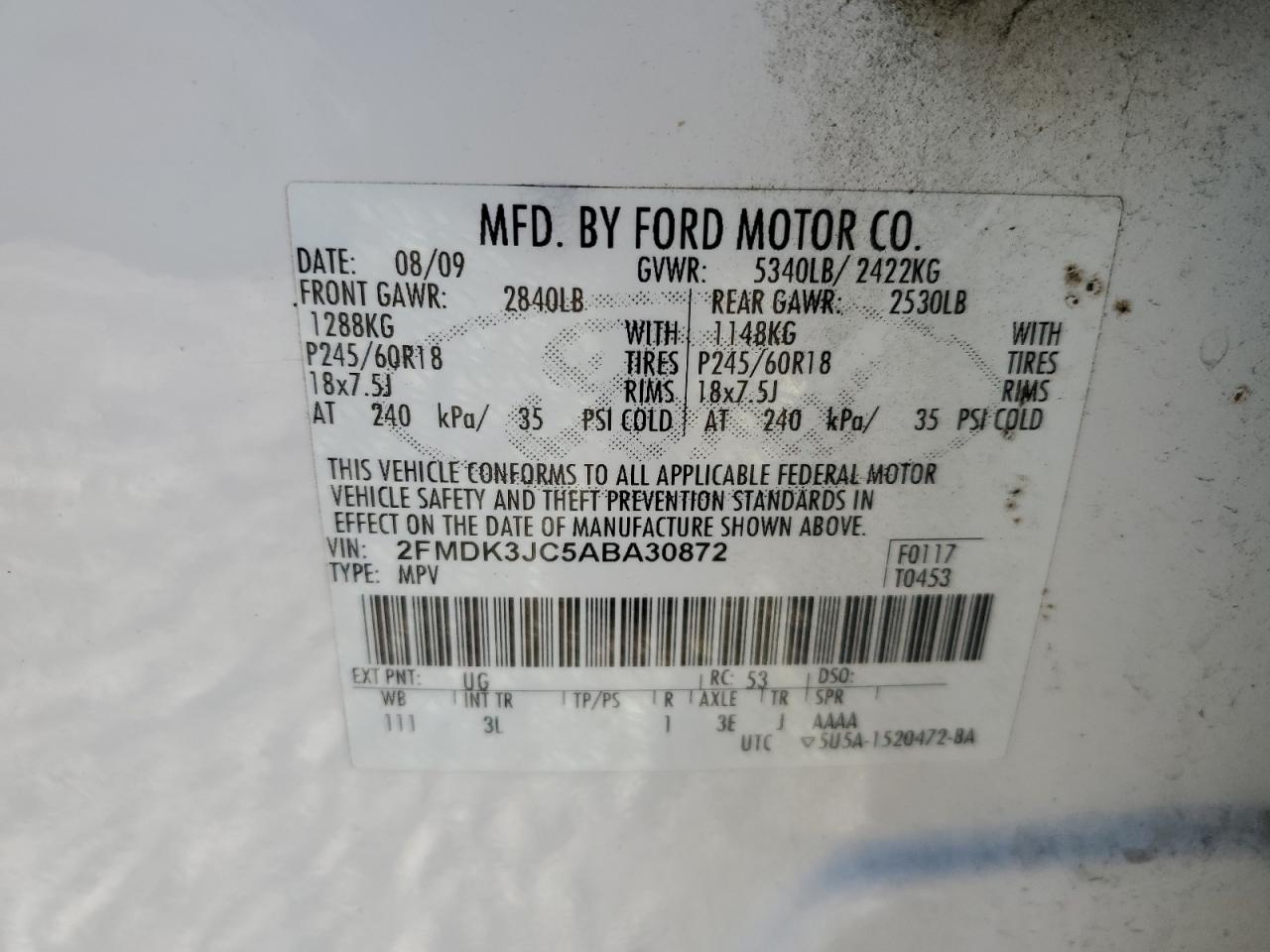 Lot #2926362406 2010 FORD EDGE SEL