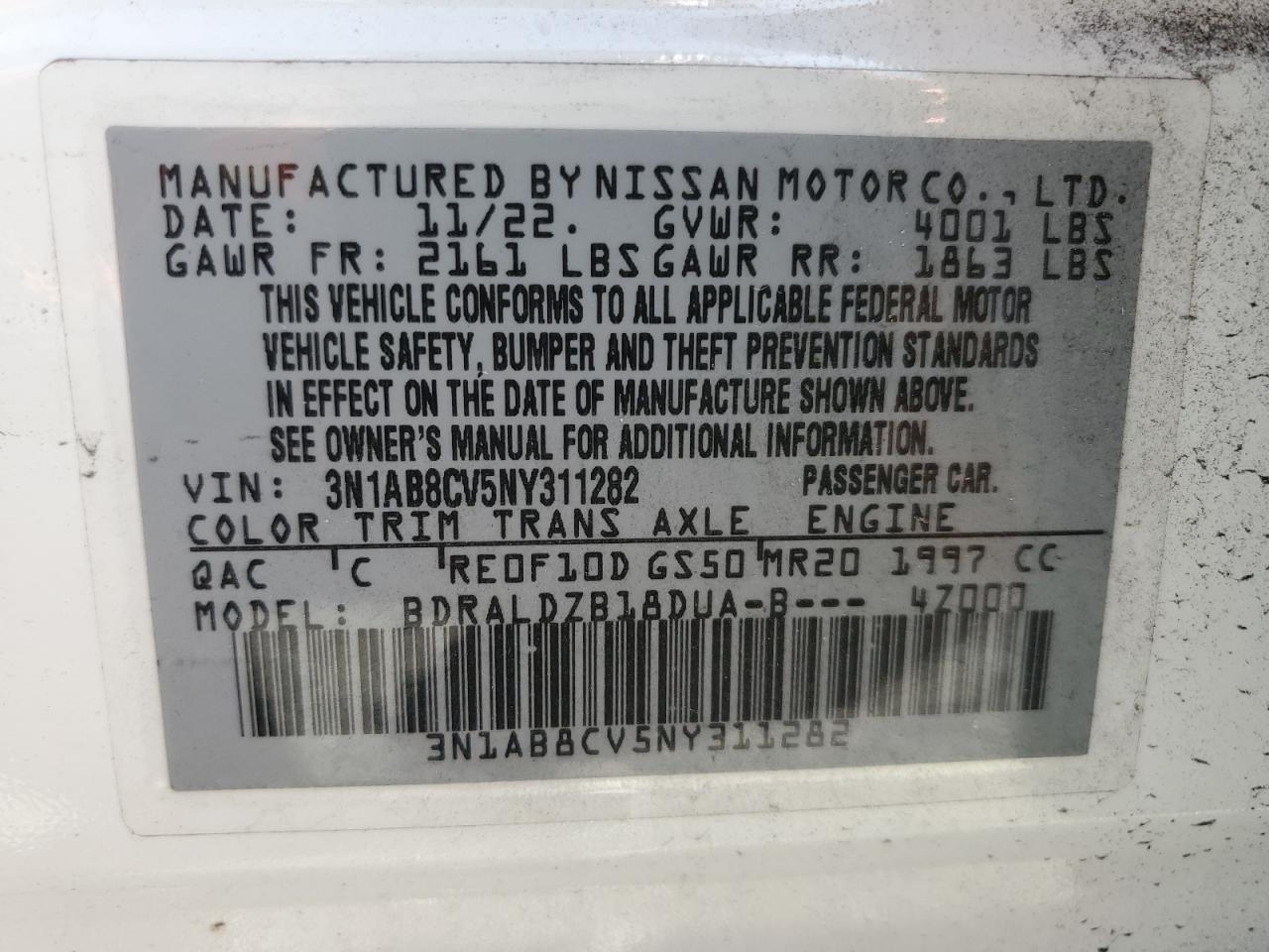 Lot #2960276747 2022 NISSAN SENTRA SV