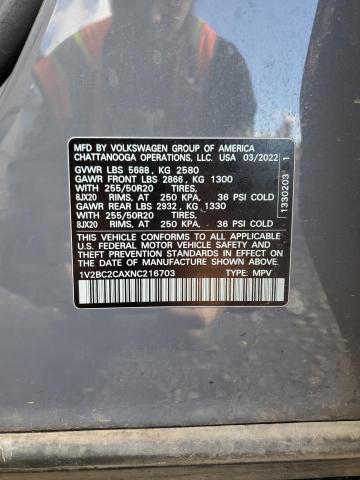 2022 VOLKSWAGEN ATLAS CROS - 1V2BC2CAXNC216703