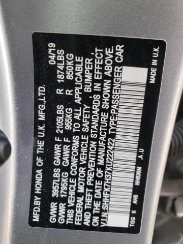 VIN SHHFK7H37KU222422 2019 Honda Civic, LX no.12