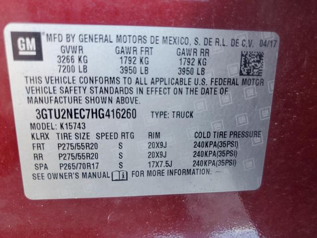 2017 GMC SIERRA K15 - 3GTU2NEC7HG416260