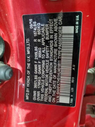 2017 HONDA CIVIC SHHFK7H51HU401811