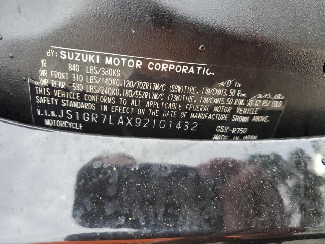 2009 SUZUKI GSX-R750 - JS1GR7LAX92101432