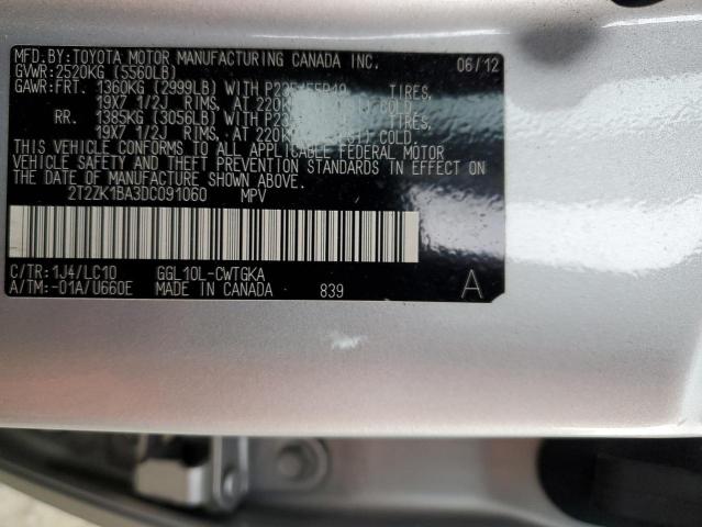 VIN 2T2ZK1BA3DC091060 2013 Lexus RX, 350 no.13