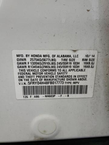 2015 ACURA MDX TECH 5FRYD4H48FB017773