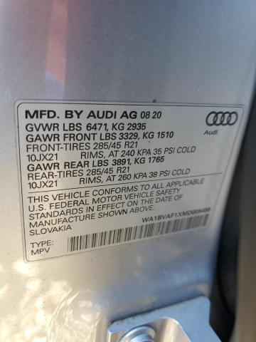 2021 AUDI Q8 PREMIUM WA1BVAF1XMD005456