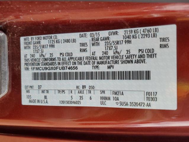 VIN 1FMCU9GX0FUB74656 2015 Ford Escape, SE no.14