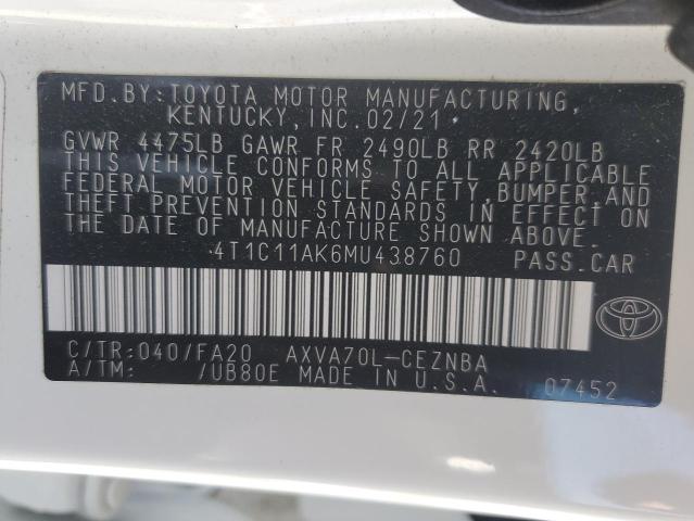 VIN 4T1C11AK6MU438760 2021 TOYOTA CAMRY no.13