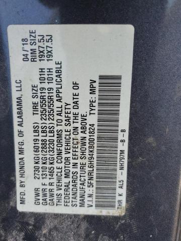 VIN 5FNRL6H94KB001824 2019 HONDA ODYSSEY no.14