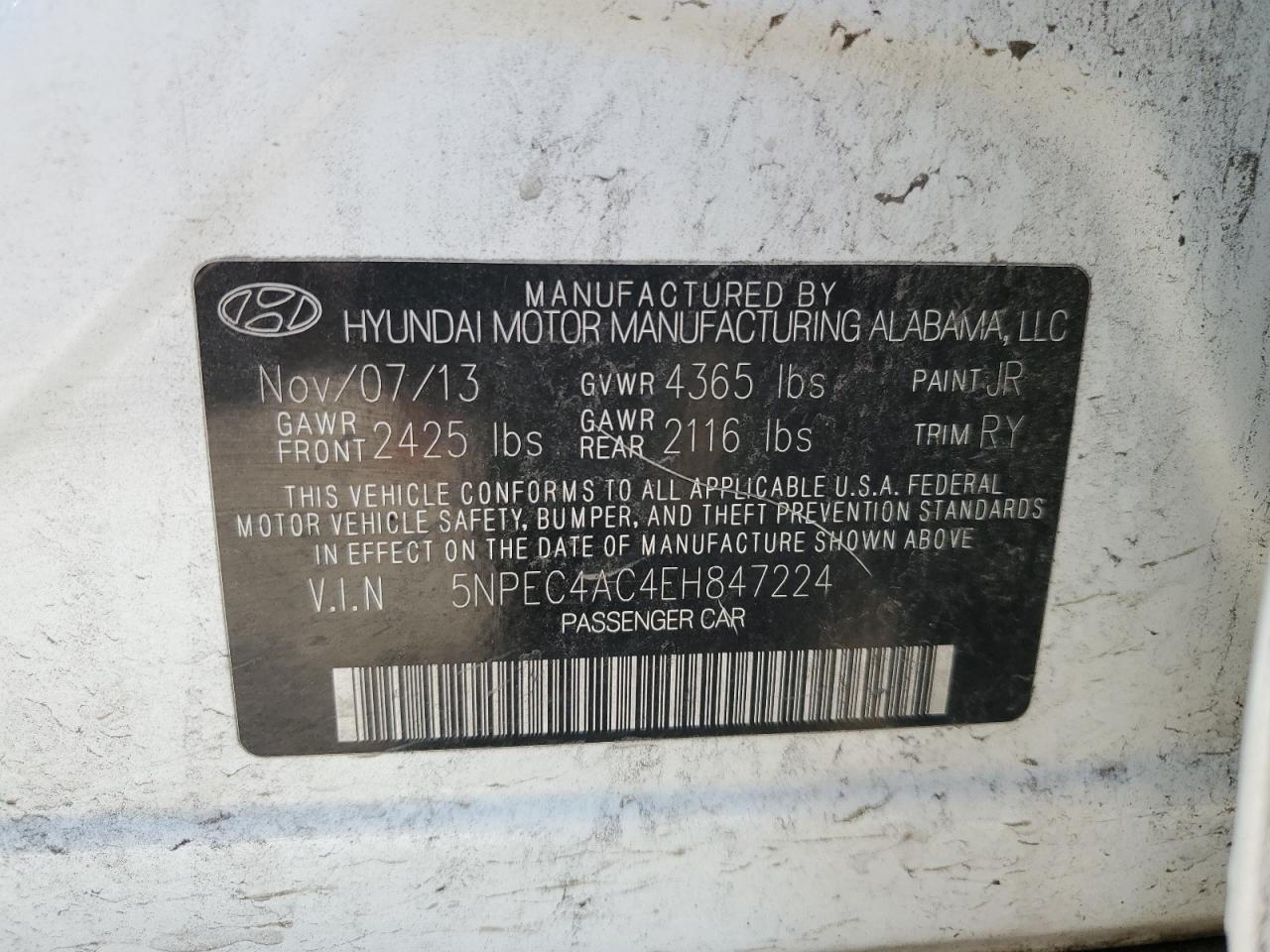 Lot #2970024884 2014 HYUNDAI SONATA SE