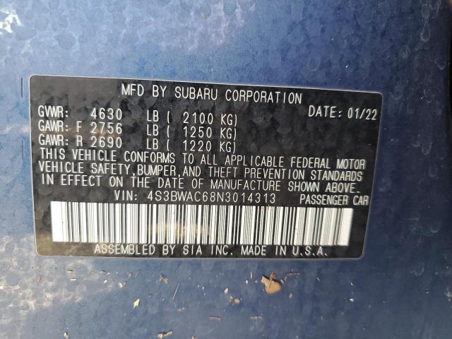 VIN 4S3BWAC68N3014313 2022 Subaru Legacy, Premium no.13