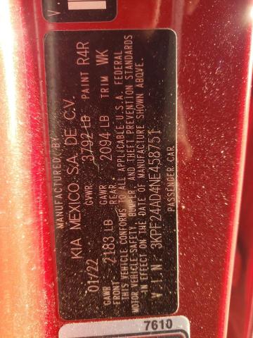 2022 KIA FORTE FE - 3KPF24AD4NE458751