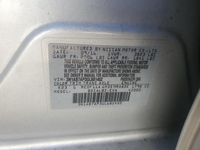 VIN 3N1AB7AP3GL681452 2016 Nissan Sentra, S no.12