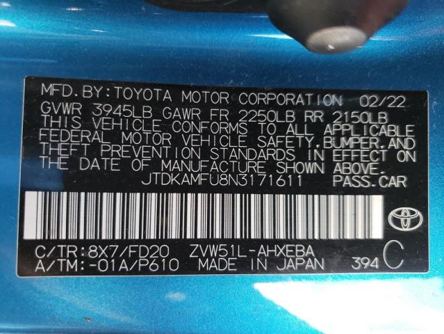 2022 TOYOTA PRIUS NIGH - JTDKAMFU8N3171611