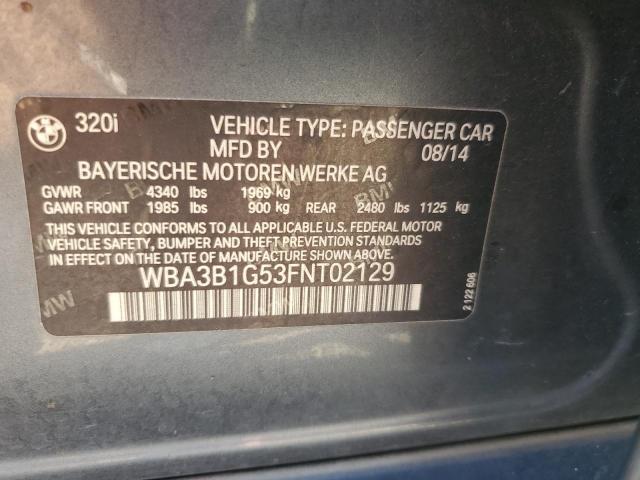 VIN WBA3B1G53FNT02129 2015 BMW 3 Series, 320 I no.12