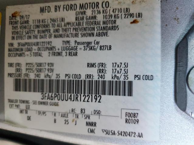 VIN 3FA6P0UU4JR122192 2018 Ford Fusion, S Hybrid no.12