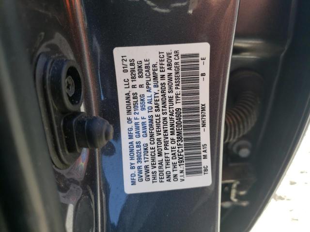 VIN 19XFC1F38ME004609 2021 Honda Civic, EX no.13