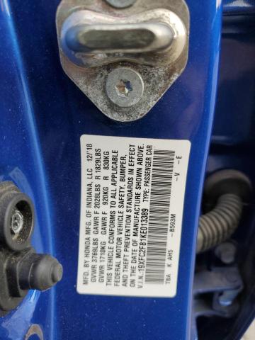 19XFC2F81KE013389 2019 HONDA CIVIC