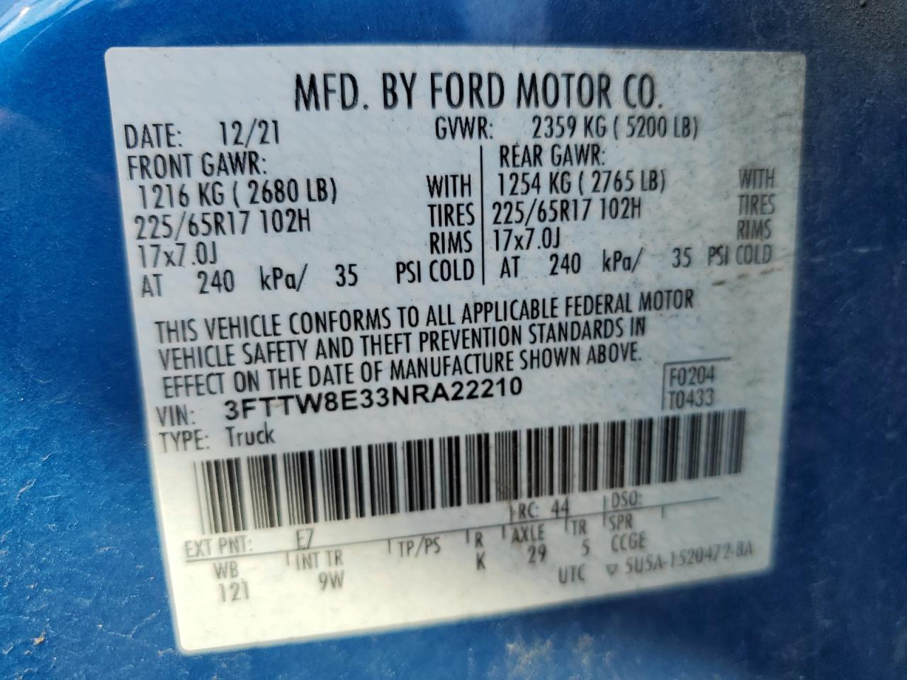 Lot #2935663839 2022 FORD MAVERICK X