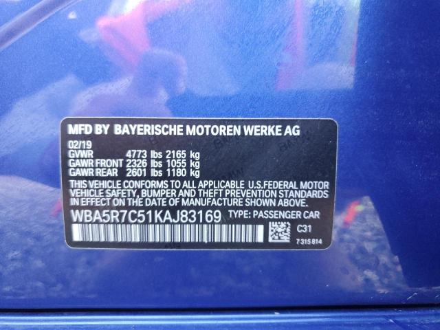 VIN WBA5R7C51KAJ83169 2019 BMW 3 Series, 330XI no.13