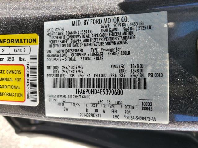 VIN 1FA6P0HD4E5390680 2014 Ford Fusion, SE no.12