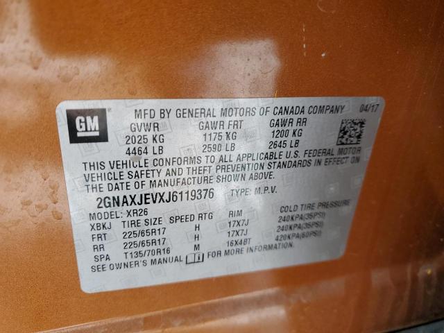 2018 CHEVROLET EQUINOX LT - 2GNAXJEVXJ6119376