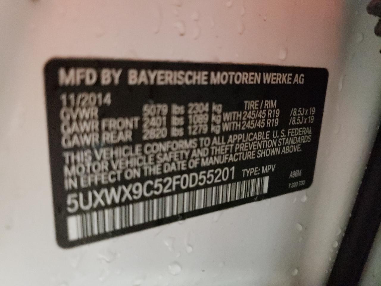 Lot #2962498722 2015 BMW X3 XDRIVE2