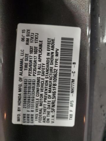 VIN 5FNRL5H61FB109632 2015 Honda Odyssey, Exl no.14