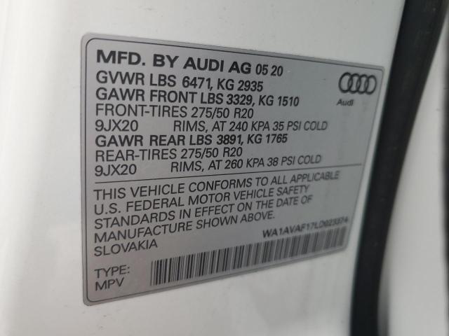 2020 AUDI Q8 PREMIUM - WA1AVAF17LD023374