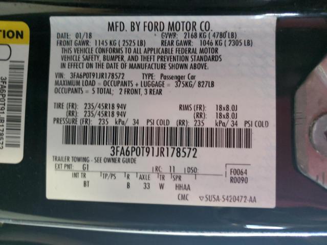 VIN 3FA6P0T91JR178572 2018 Ford Fusion, SE no.12