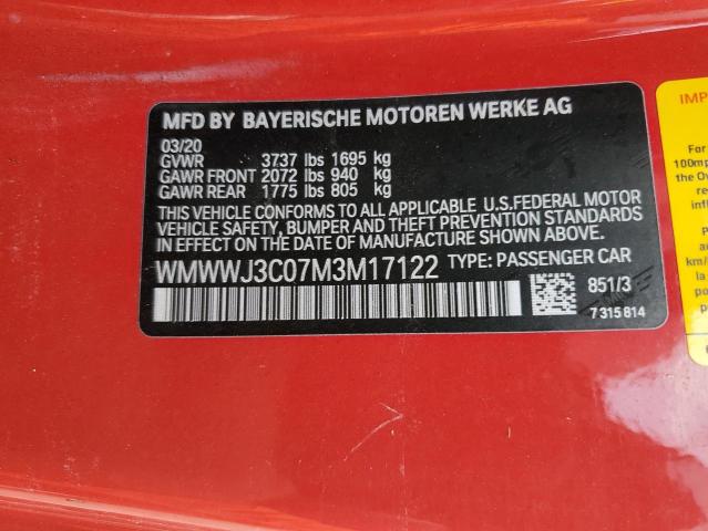2021 MINI COOPER - WMWWJ3C07M3M17122