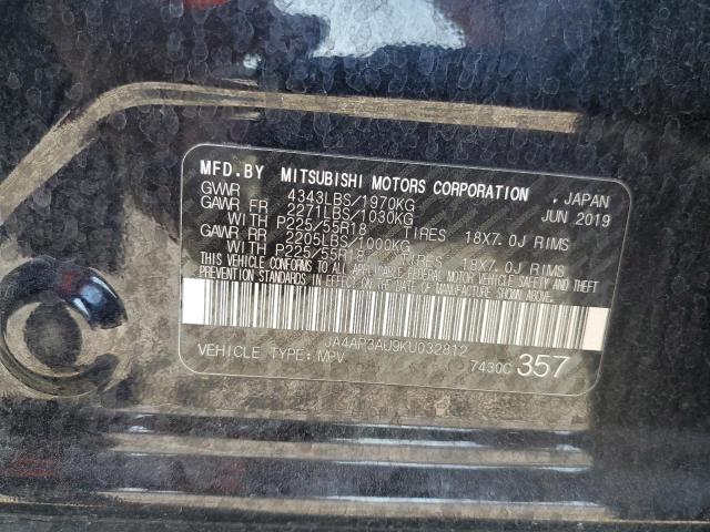 2019 MITSUBISHI OUTLANDER - JA4AP3AU9KU032812