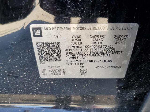 2019 GMC SIERRA K15 - 3GTP9EED4KG158840