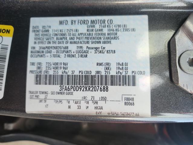 VIN 3FA6P0D92KR207688 2019 Ford Fusion, Titanium no.12