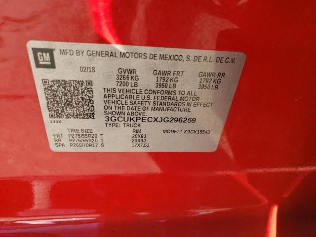 2018 CHEVROLET SILVERADO - 3GCUKPECXJG296259
