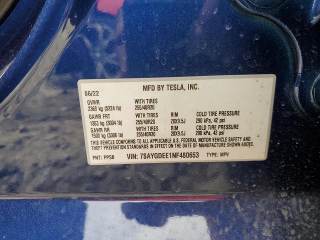 2022 TESLA MODEL Y - 7SAYGDEE1NF480653
