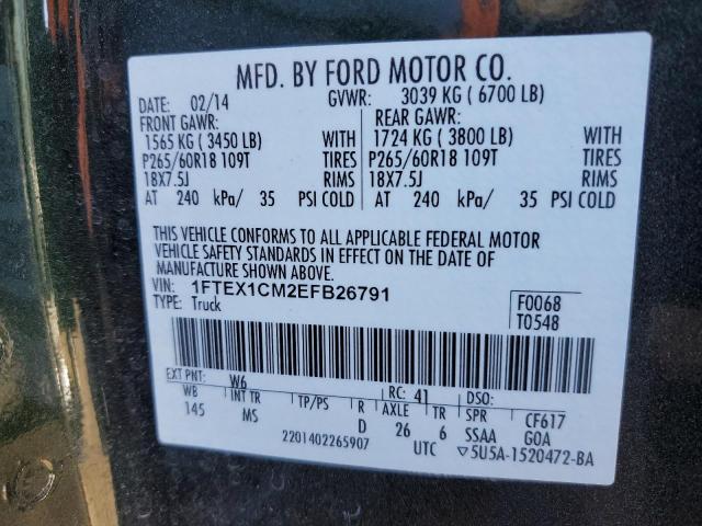 VIN 1FTEX1CM2EFB26791 2014 Ford F-150, Super Cab no.12