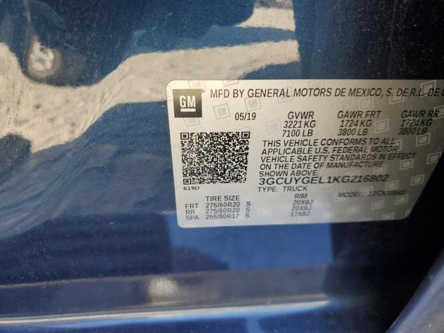 2019 CHEVROLET SILVERADO - 3GCUYGEL1KG216802