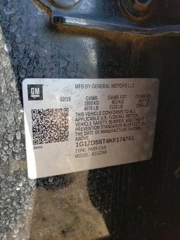 2019 CHEVROLET MALIBU LT - 1G1ZD5ST4KF174761