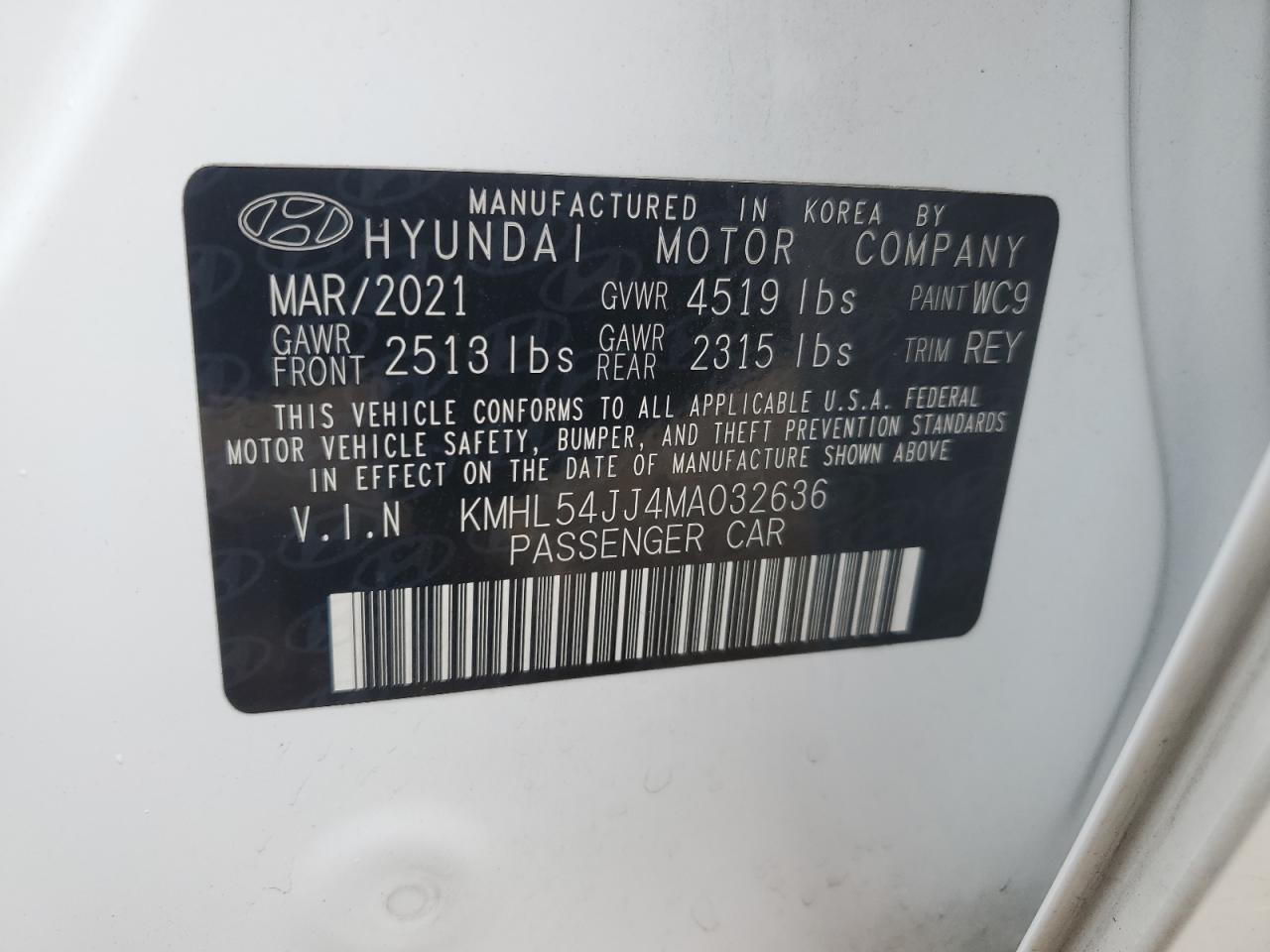 Lot #2979493801 2021 HYUNDAI SONATA HYB