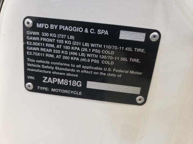 2016 VESPA SPRINT 150 ZAPM818G8G5102451