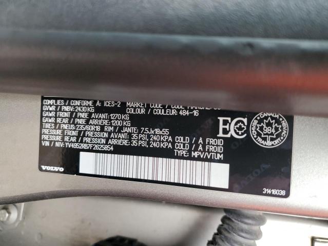 2015 VOLVO XC60 3.2 P YV4952RB7F2625854