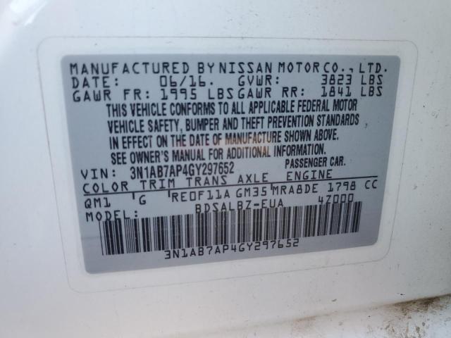 2016 NISSAN SENTRA S - 3N1AB7AP4GY297652